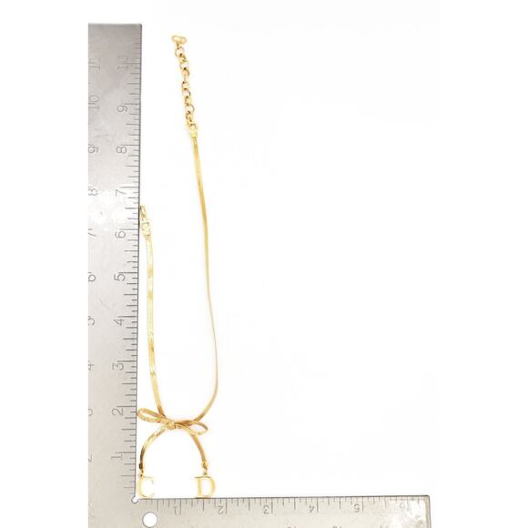 Christian Dior Vintage Bow Choker Necklace Logo CD Charm Gold Chain Signed BinBD - Picture 12 of 12